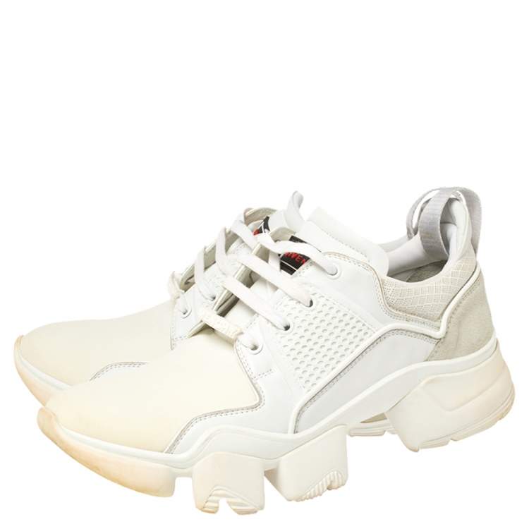 Pre Owned Givenchy White Leather And Neoprene Fabric Jaw Low Top Sneakers Size 43