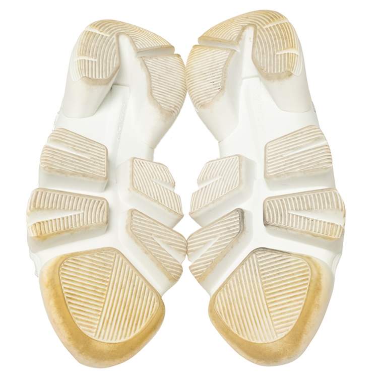 Pre Owned Givenchy White Leather And Neoprene Fabric Jaw Low Top Sneakers Size 43