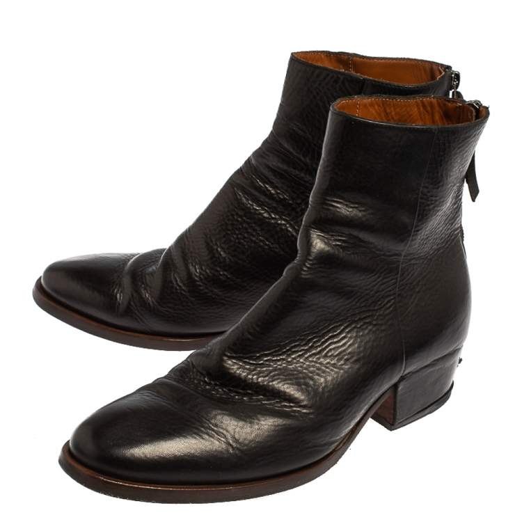 Pre Owned Givenchy Black Leather Ankle Boots Size 42
