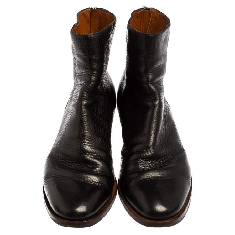 Pre Owned Givenchy Black Leather Ankle Boots Size 42