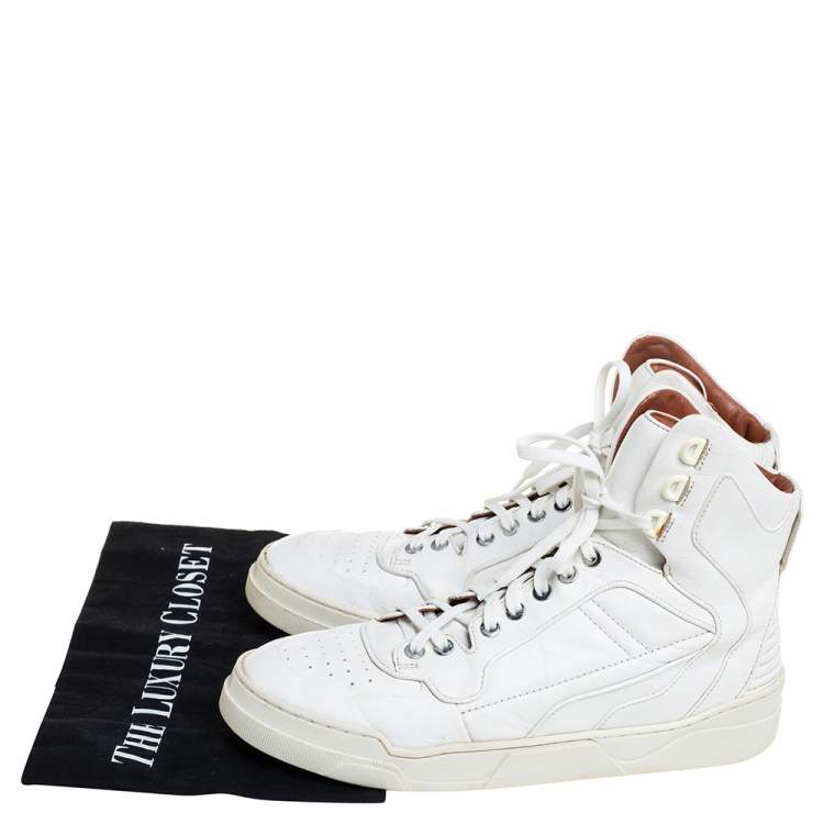 Pre Owned Givenchy White Leather High Top Sneakers Size 39