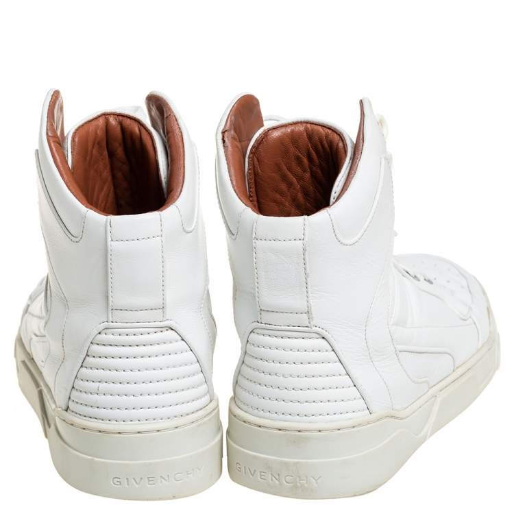 Pre Owned Givenchy White Leather High Top Sneakers Size 39