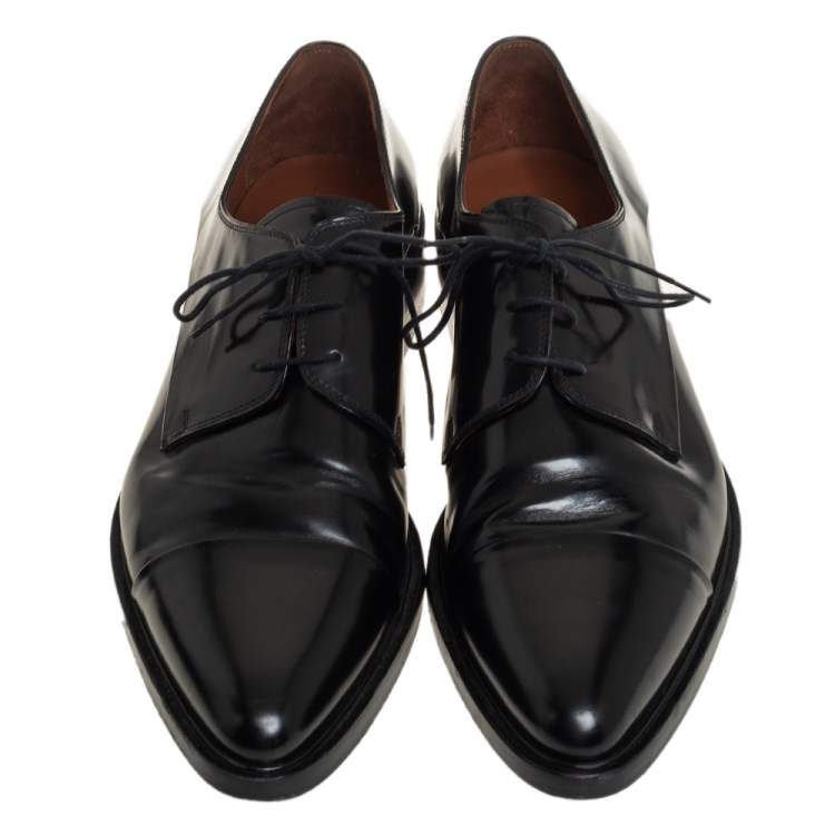 Pre Owned Givenchy Black Leather Lace Up Oxford Size 45 