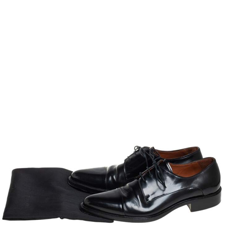Pre Owned Givenchy Black Leather Lace Up Oxford Size 45 