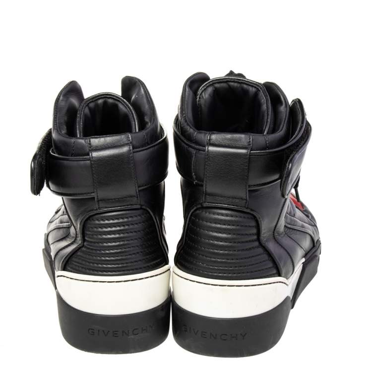 Pre Owned Givenchy Black/Red Leather High Top Sneakers Size 43