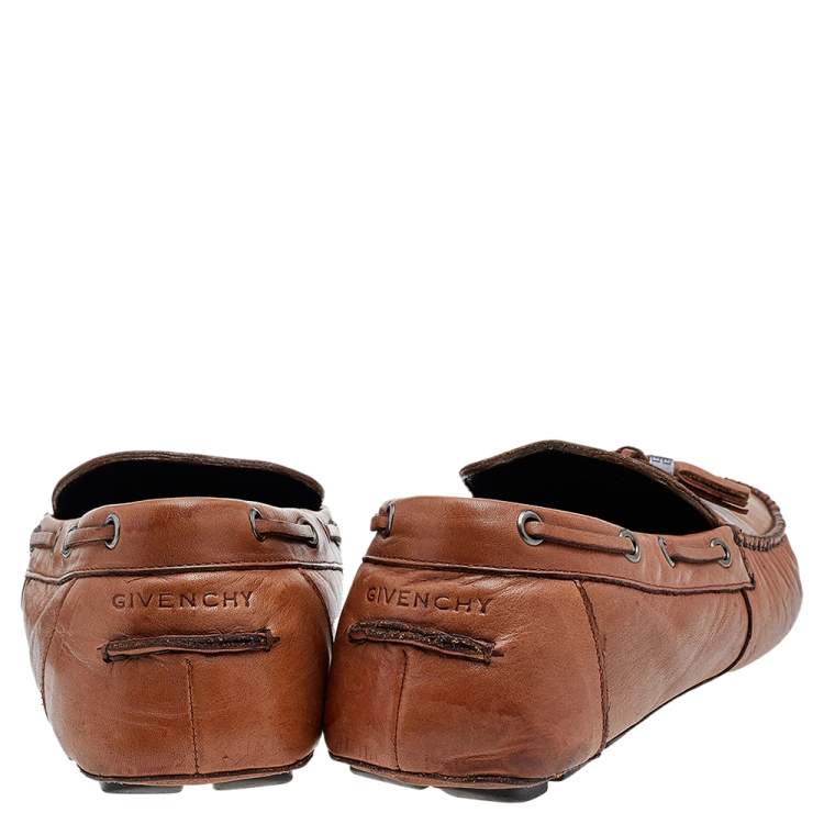 Pre Owned Givenchy Brown Leather Bow Tassels Slip On Loafers Size 42