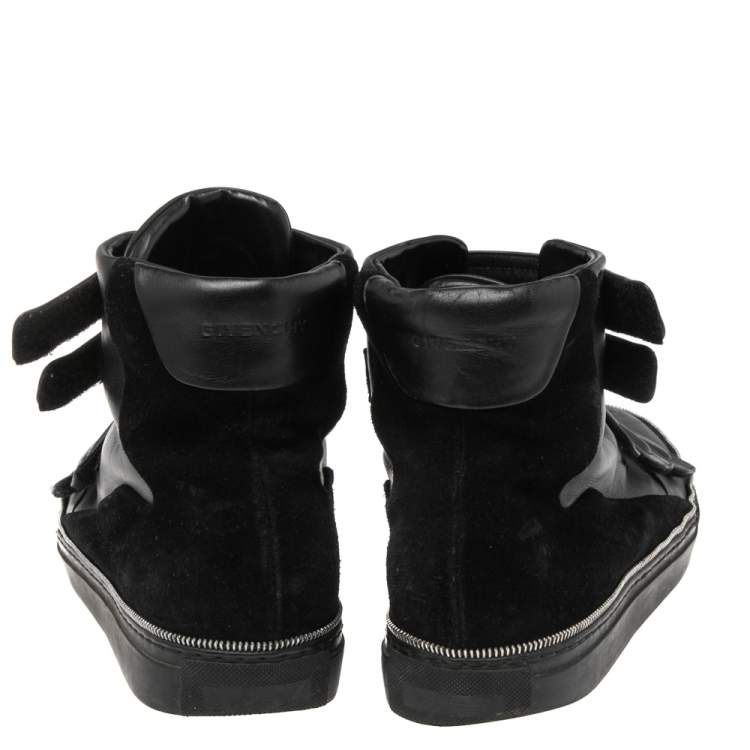 Pre Owned Givenchy Black Leather And Suede High Top Sneakers Size 45