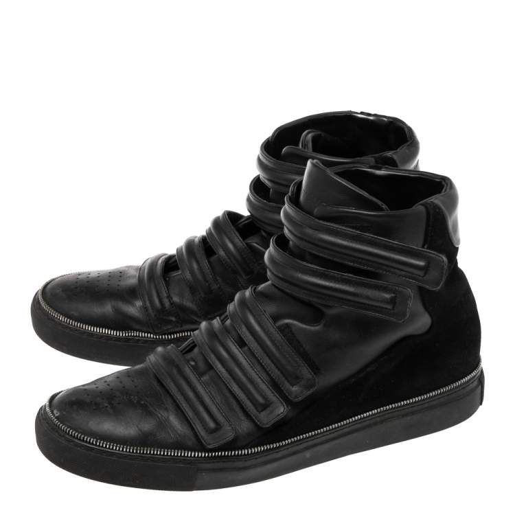 Pre Owned Givenchy Black Leather And Suede High Top Sneakers Size 45