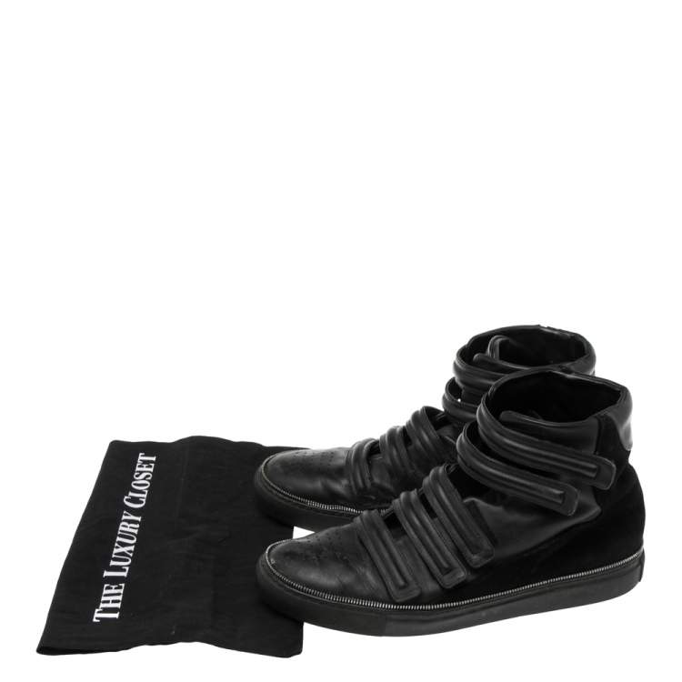 Pre Owned Givenchy Black Leather And Suede High Top Sneakers Size 45