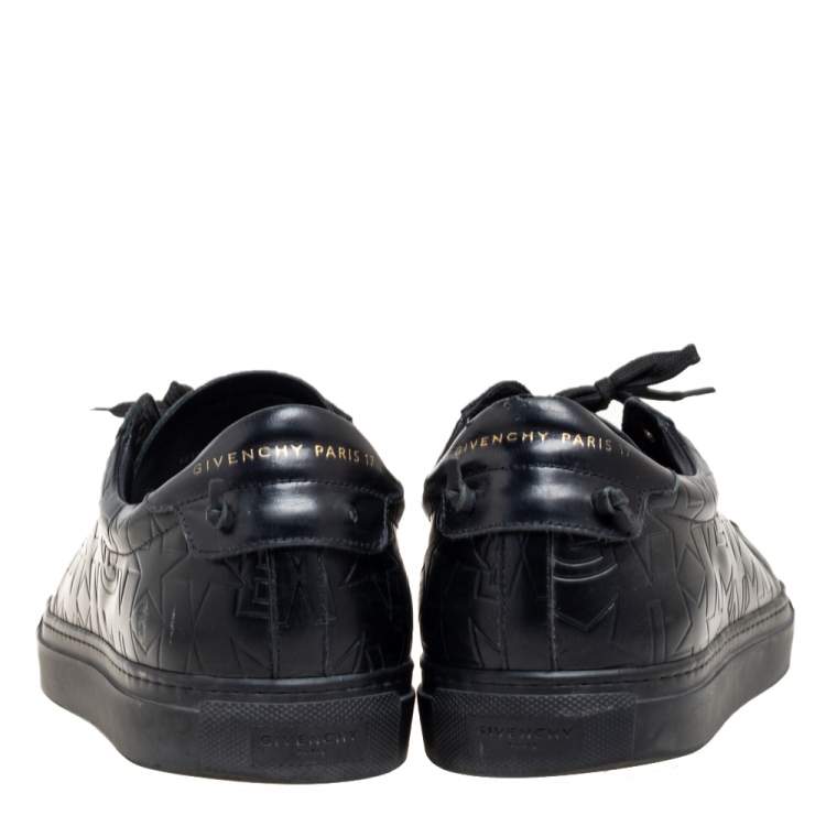 Pre Owned Givenchy Black Leather Star Embossed Lace Up Sneakers Size 42.5