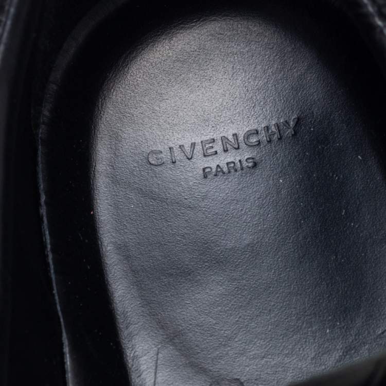 Pre Owned Givenchy Black Leather Star Embossed Lace Up Sneakers Size 42.5