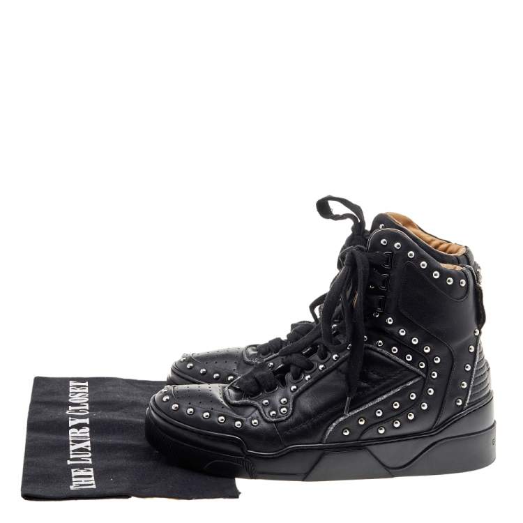 Pre Owned Givenchy Black Studded Leather Tyson High Top Sneakers Size 40