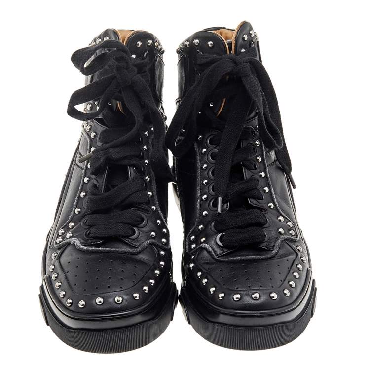 Pre Owned Givenchy Black Studded Leather Tyson High Top Sneakers Size 40