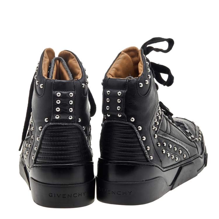 Pre Owned Givenchy Black Studded Leather Tyson High Top Sneakers Size 40
