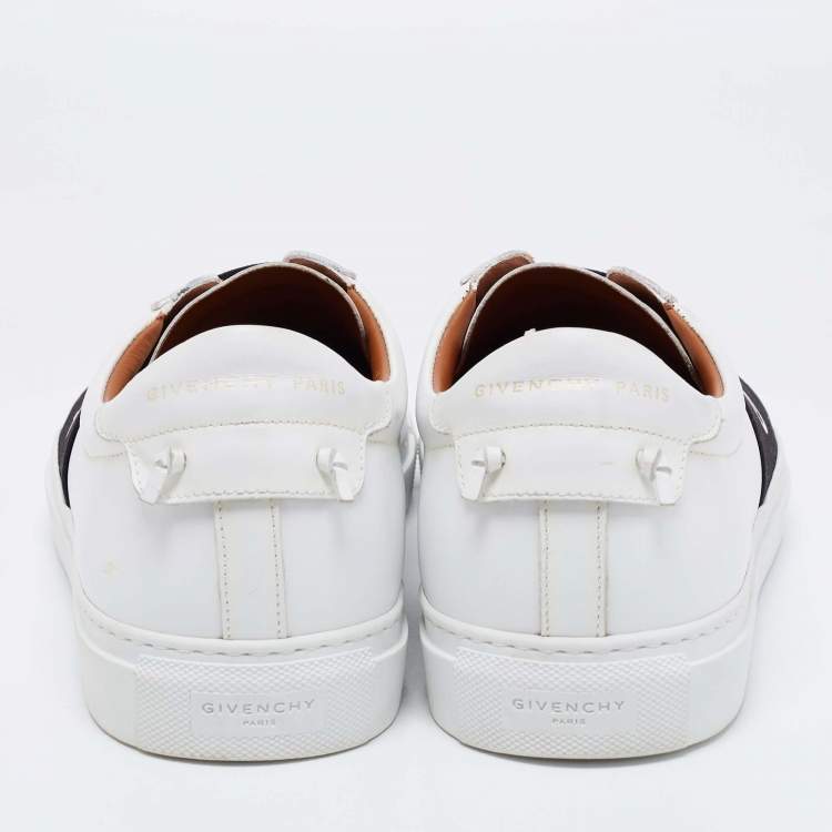 Pre Owned Givenchy White/Blue Leather And Elastic Band Urban Street Slip On Sneakers Size 43