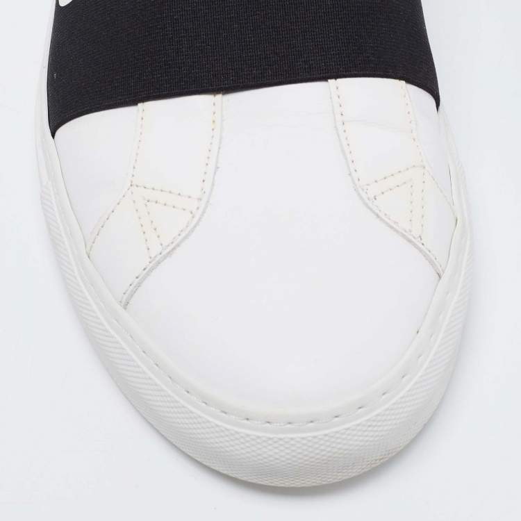 Pre Owned Givenchy White/Blue Leather And Elastic Band Urban Street Slip On Sneakers Size 43