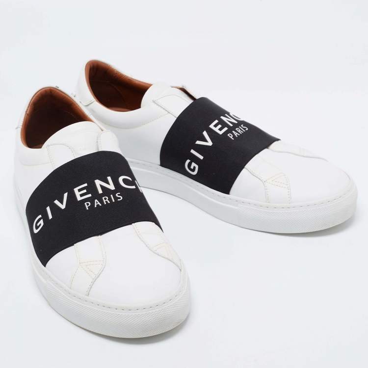Pre Owned Givenchy White/Blue Leather And Elastic Band Urban Street Slip On Sneakers Size 43