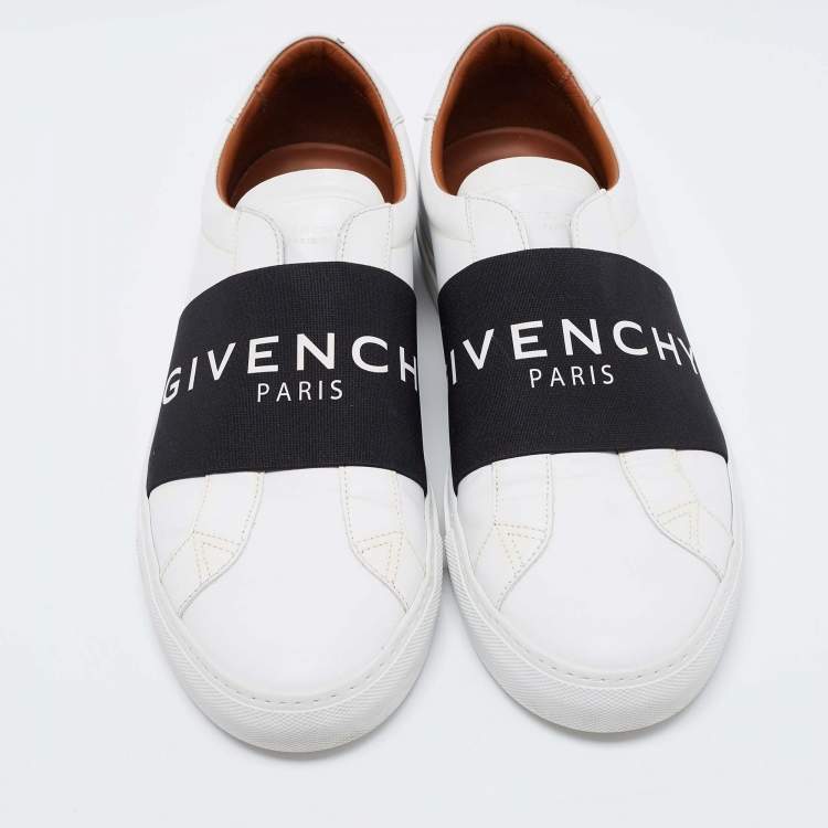 Pre Owned Givenchy White/Blue Leather And Elastic Band Urban Street Slip On Sneakers Size 43