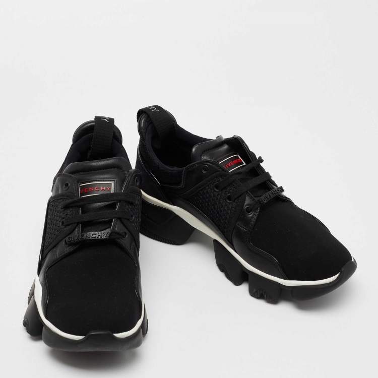 Pre Owned Givenchy Black Leather And Neoprene Fabric Jaw Low Sneakers Size 41
