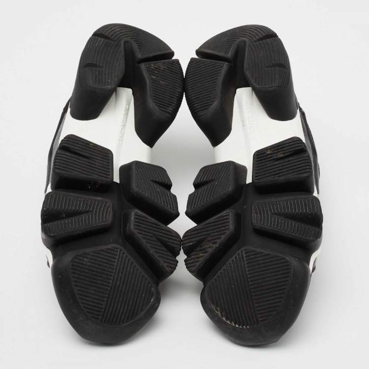 Pre Owned Givenchy Black Leather And Neoprene Fabric Jaw Low Sneakers Size 41