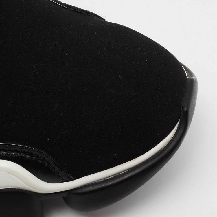 Pre Owned Givenchy Black Leather And Neoprene Fabric Jaw Low Sneakers Size 41