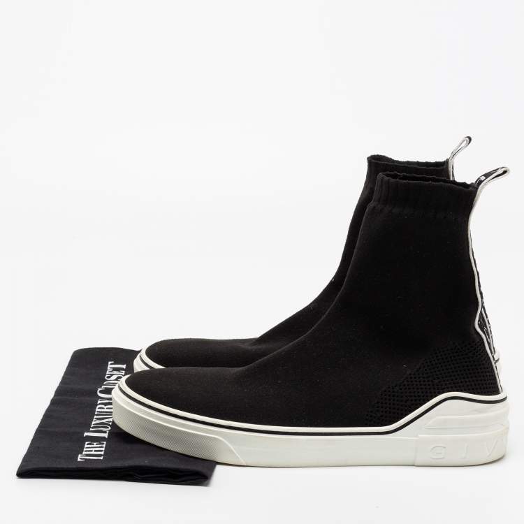 Pre Owned Givenchy Black Knit Fabric George V Mid Sock Sneakers Size 43