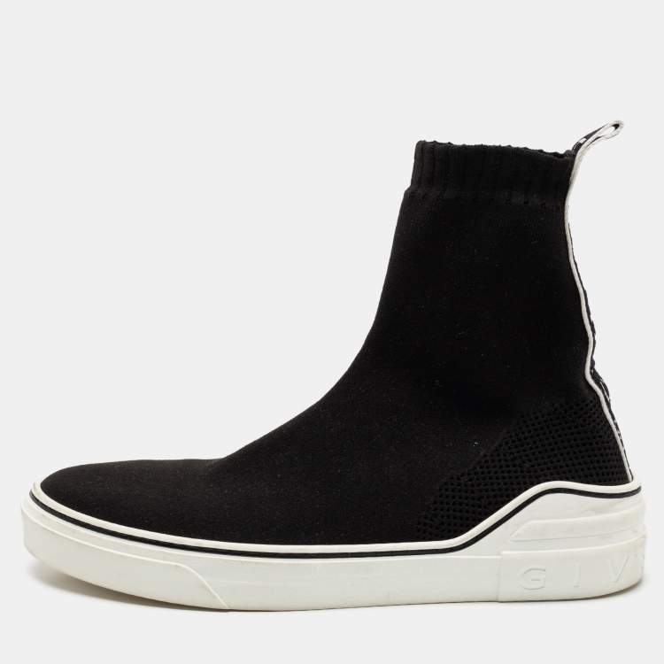 Pre Owned Givenchy Black Knit Fabric George V Mid Sock Sneakers Size 43