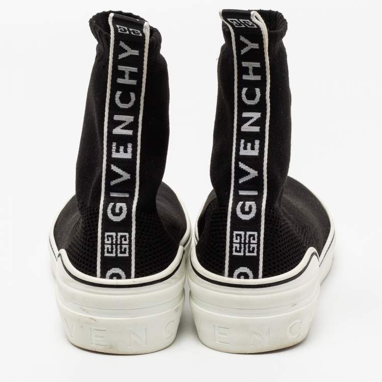 Pre Owned Givenchy Black Knit Fabric George V Mid Sock Sneakers Size 43