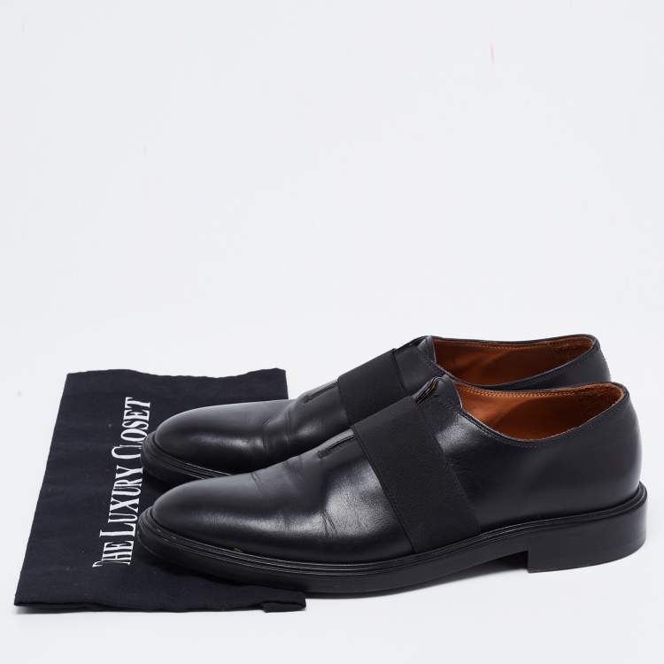 Pre Owned Givenchy Black Leather Elastic Band Slip-On Loafers Size 42
