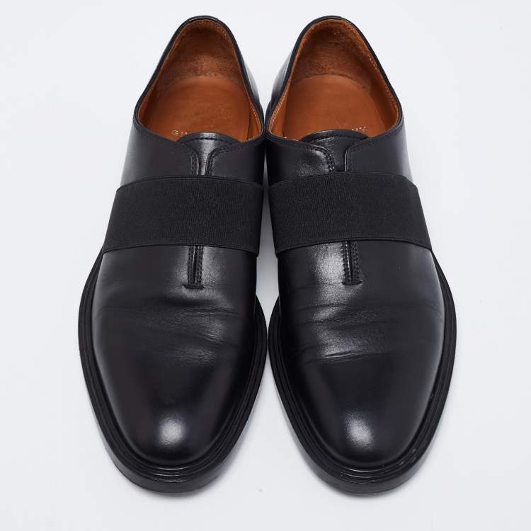 Pre Owned Givenchy Black Leather Elastic Band Slip-On Loafers Size 42