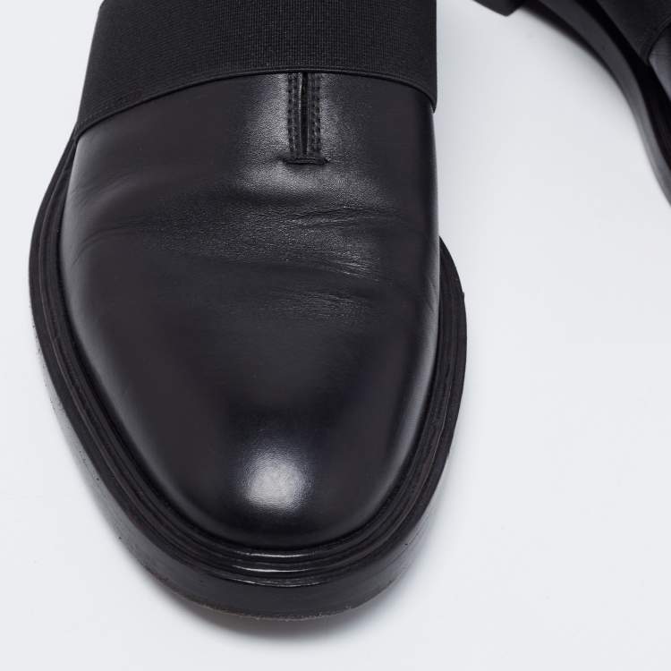 Pre Owned Givenchy Black Leather Elastic Band Slip-On Loafers Size 42