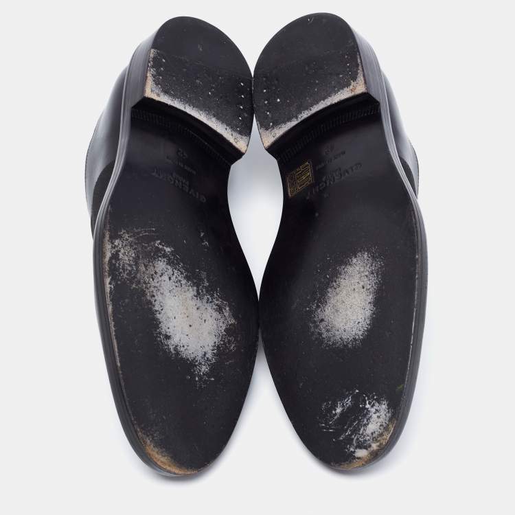 Pre Owned Givenchy Black Leather Elastic Band Slip-On Loafers Size 42