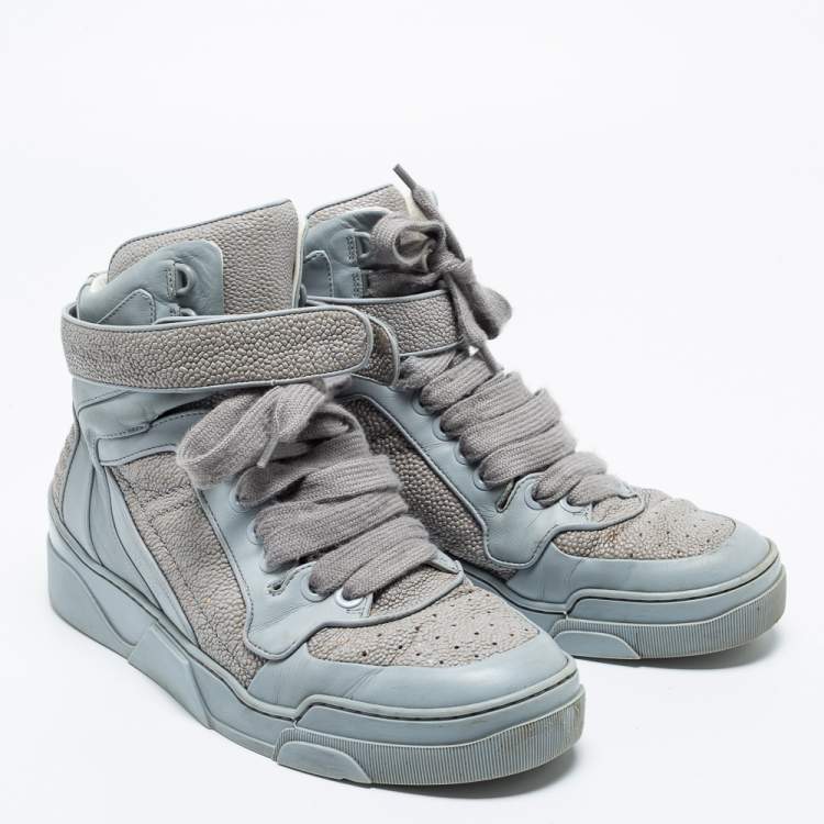 Pre Owned Givenchy Grey Leather High Top Sneakers Size 43