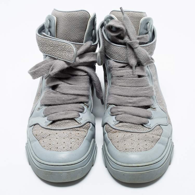 Pre Owned Givenchy Grey Leather High Top Sneakers Size 43