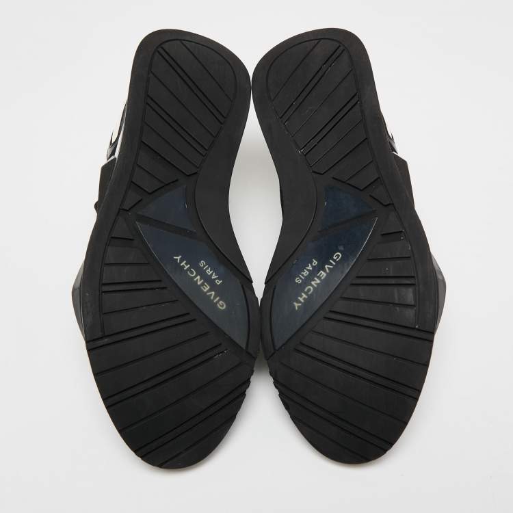 Pre Owned Givenchy Black/White Suede and Nylon Runner Elastic Slip On Sneakers  Size 40 