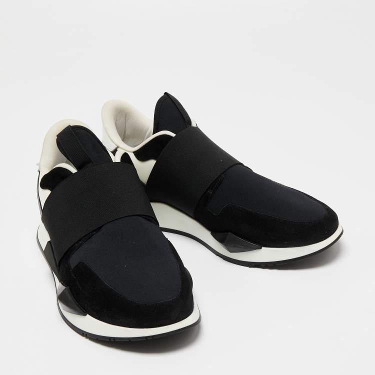 Pre Owned Givenchy Black/White Suede and Nylon Runner Elastic Slip On Sneakers  Size 40 