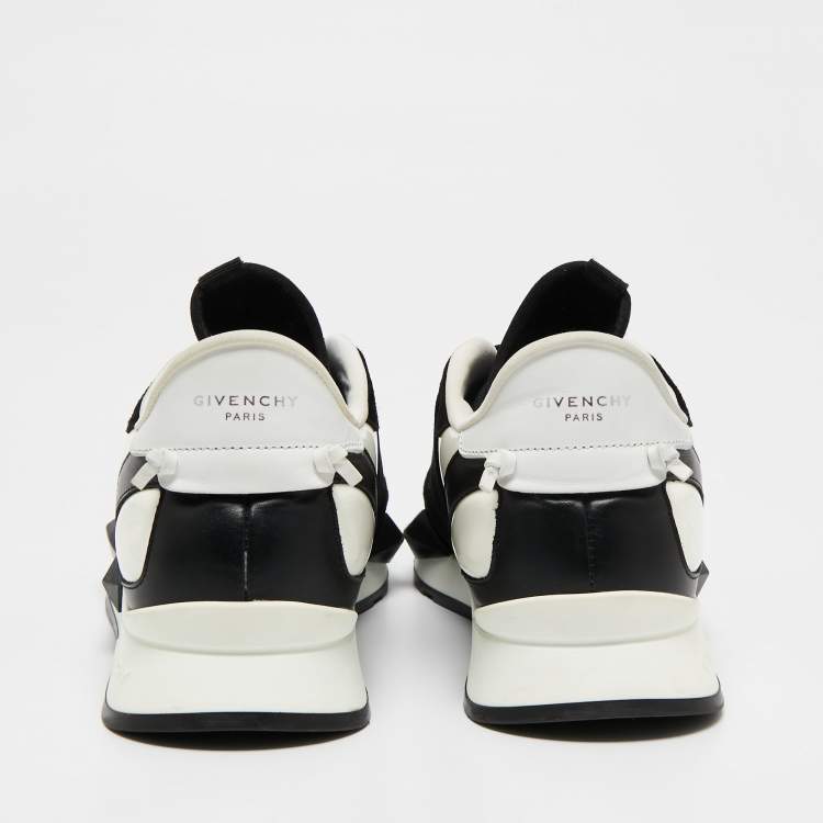 Pre Owned Givenchy Black/White Suede and Nylon Runner Elastic Slip On Sneakers  Size 40 