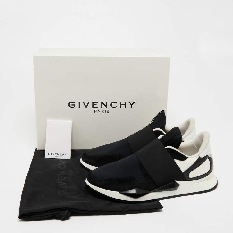 Pre Owned Givenchy Black/White Suede and Nylon Runner Elastic Slip On Sneakers  Size 40 