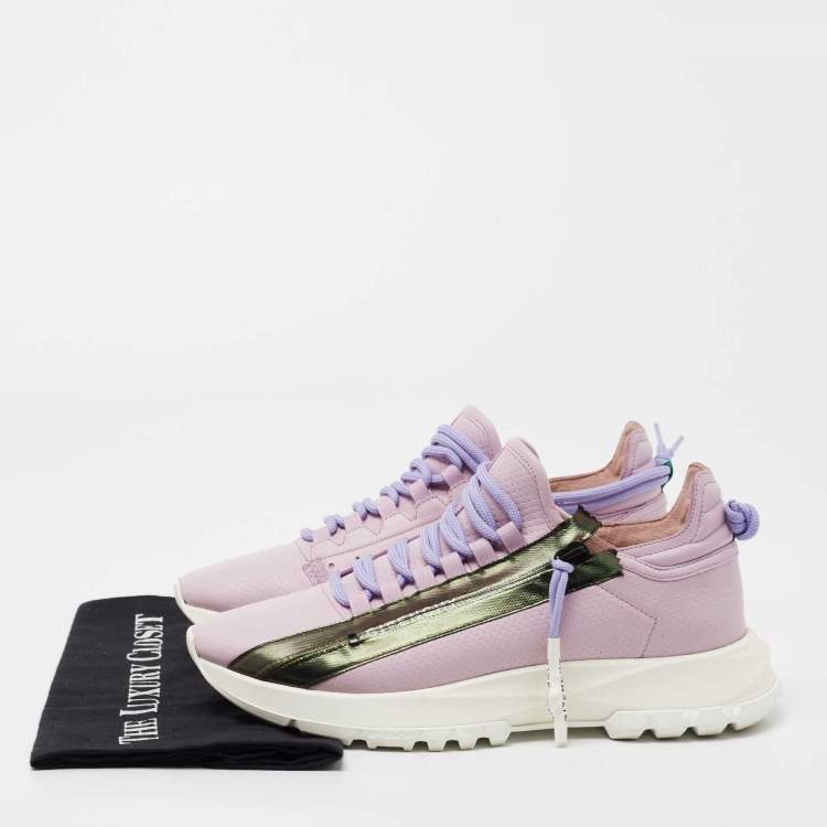 Pre Owned Givenchy Lilac Perforated Leather Spectre Zip Low-Top Sneakers Size 39