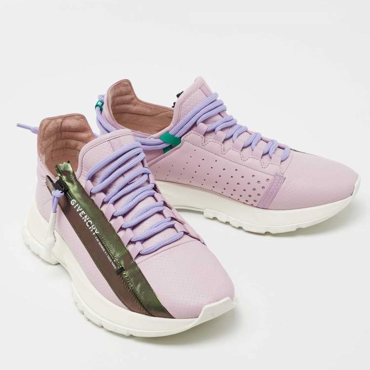 Pre Owned Givenchy Lilac Perforated Leather Spectre Zip Low-Top Sneakers Size 39
