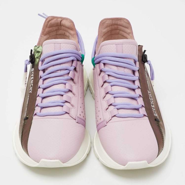 Pre Owned Givenchy Lilac Perforated Leather Spectre Zip Low-Top Sneakers Size 39
