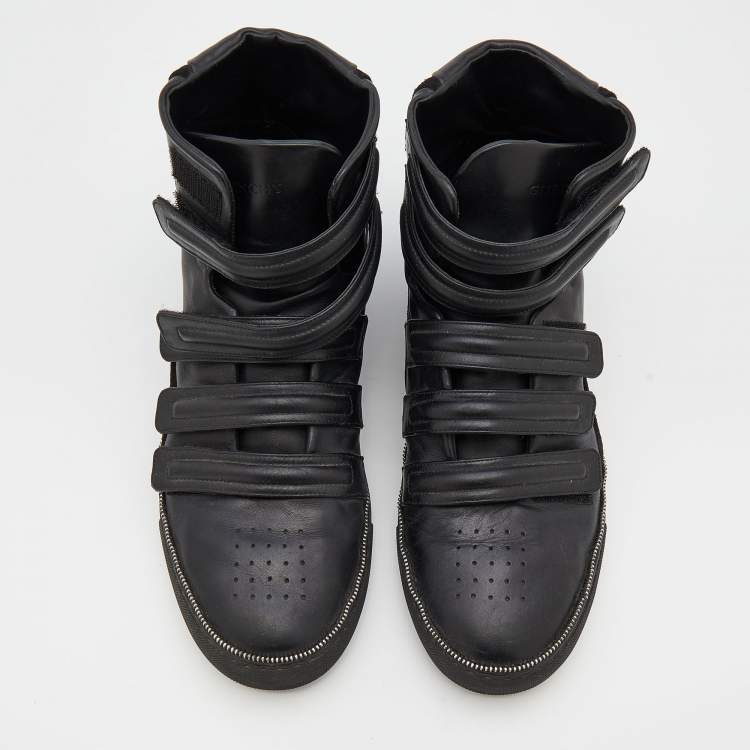Pre Owned Givenchy Black Leather And Suede High Top Sneakers Size 44
