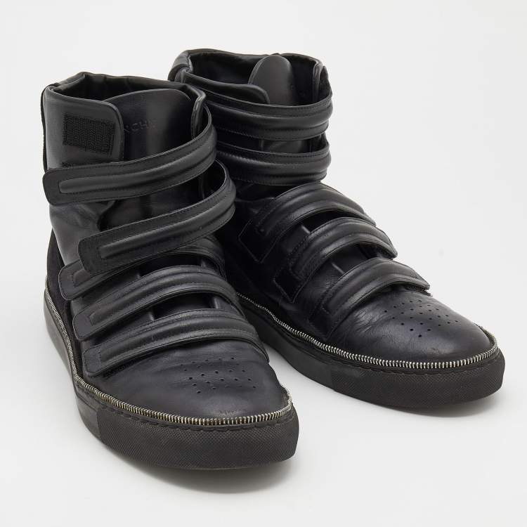 Pre Owned Givenchy Black Leather And Suede High Top Sneakers Size 44