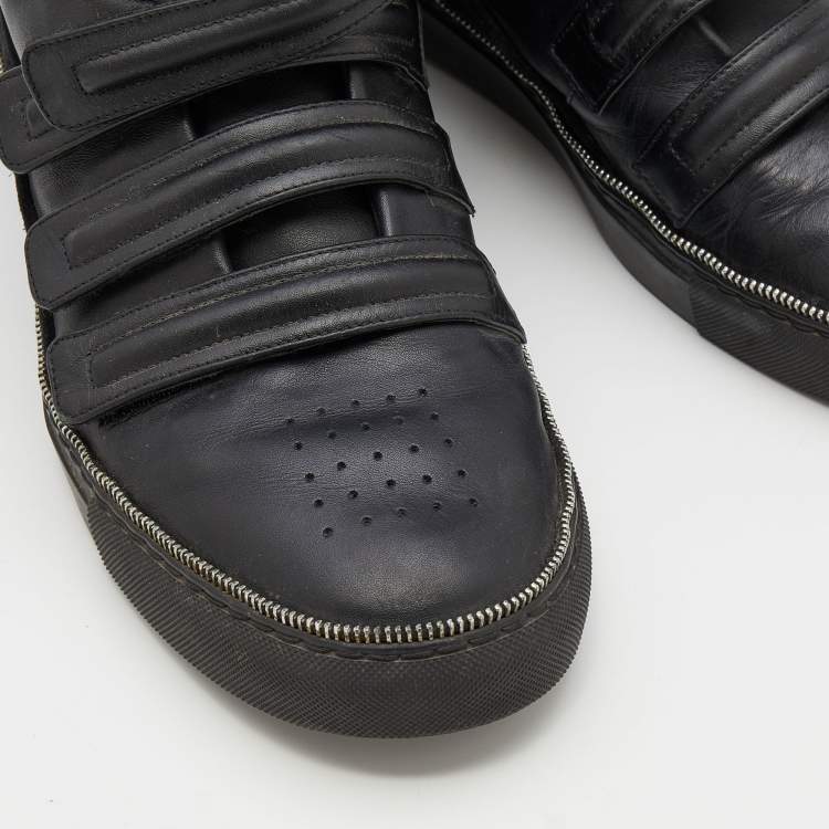 Pre Owned Givenchy Black Leather And Suede High Top Sneakers Size 44