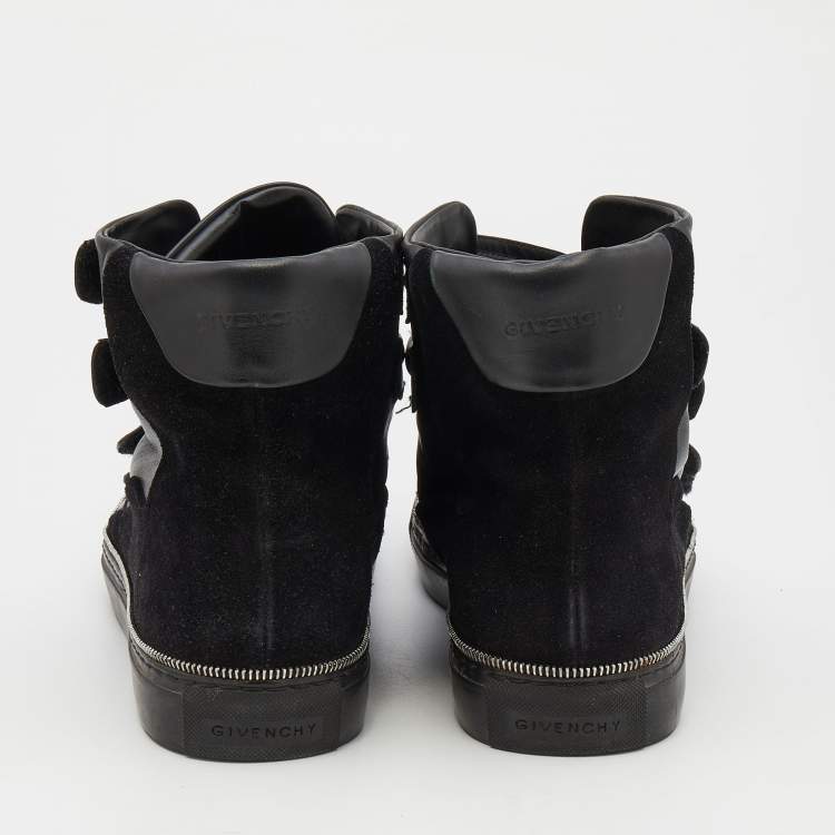 Pre Owned Givenchy Black Leather And Suede High Top Sneakers Size 44