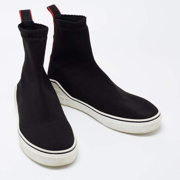 Pre Owned Givenchy Black Knit Fabric George V High Top Sneakers Size 43