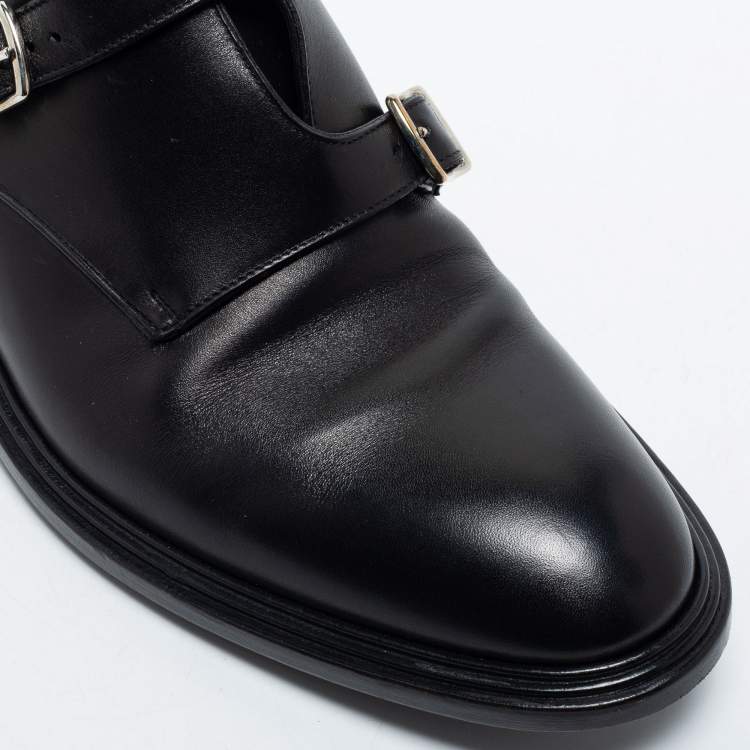 Pre Owned Givenchy Black Leather Buckle Monk Derby Size 41