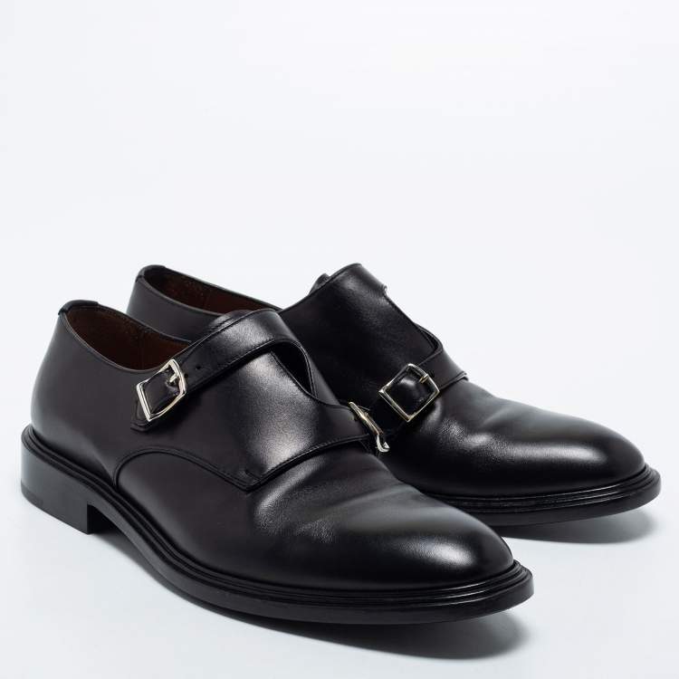 Pre Owned Givenchy Black Leather Buckle Monk Derby Size 41