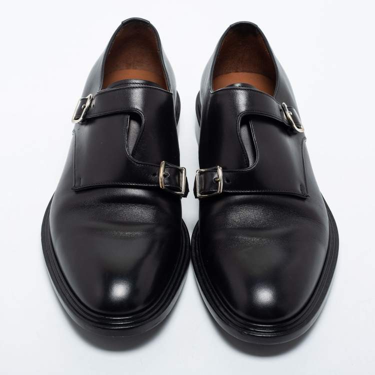 Pre Owned Givenchy Black Leather Buckle Monk Derby Size 41