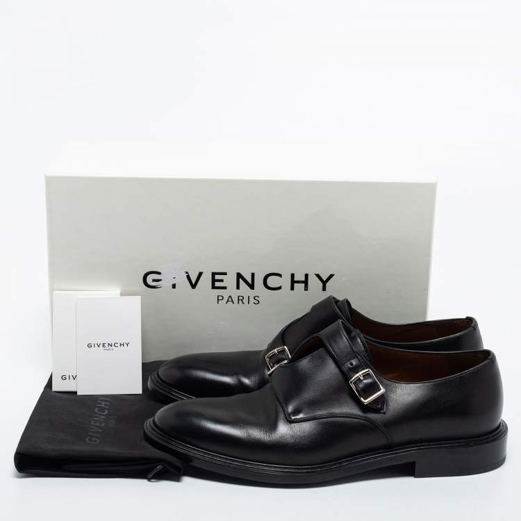 Pre Owned Givenchy Black Leather Buckle Monk Derby Size 41